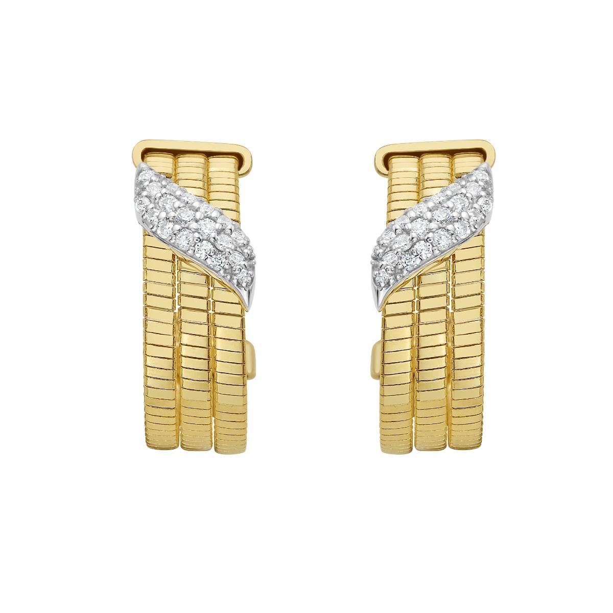 14K .33ct Diamond Omega Hoops
