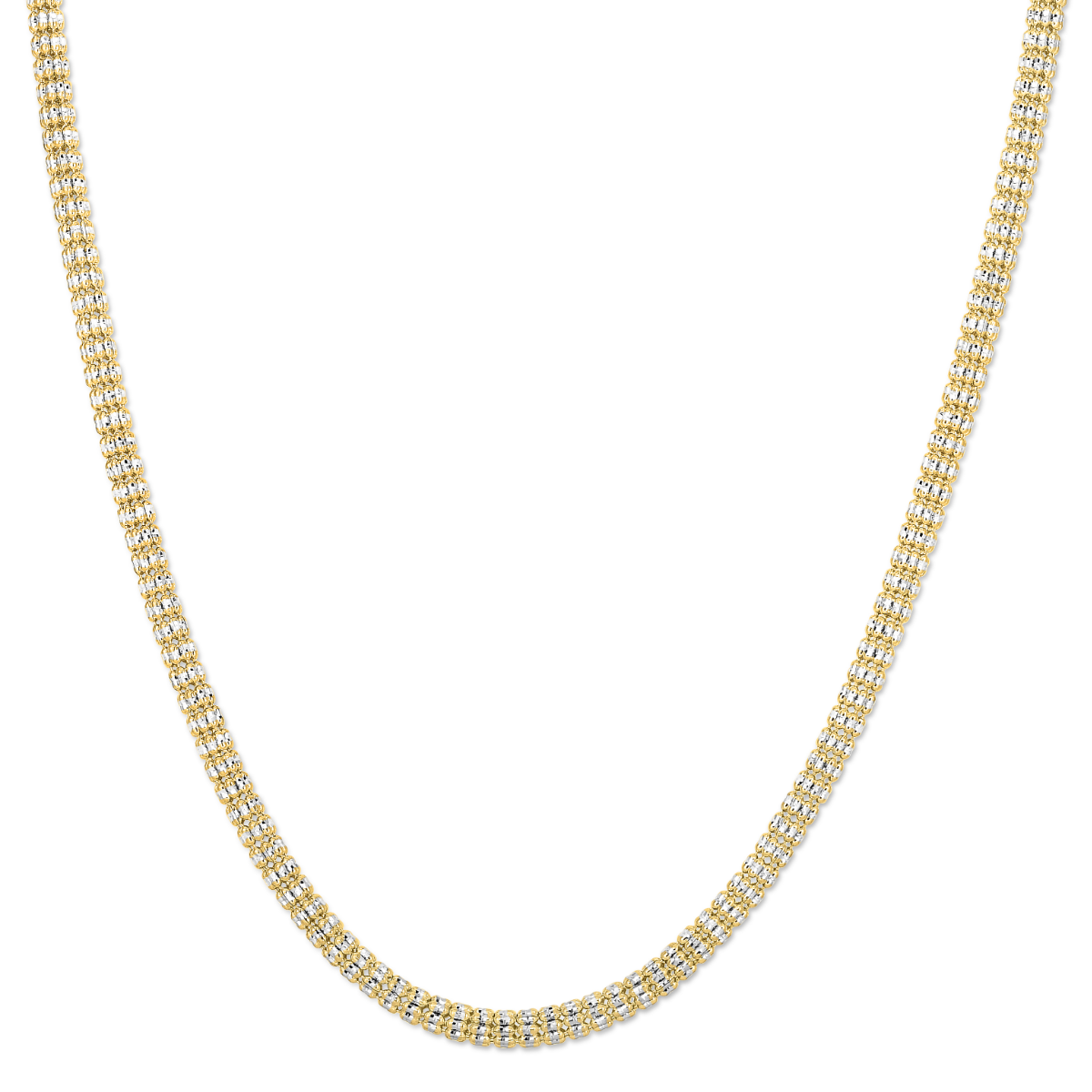 14K Gold 20" 4.25mm Two-Tone Fancy Ice Chain