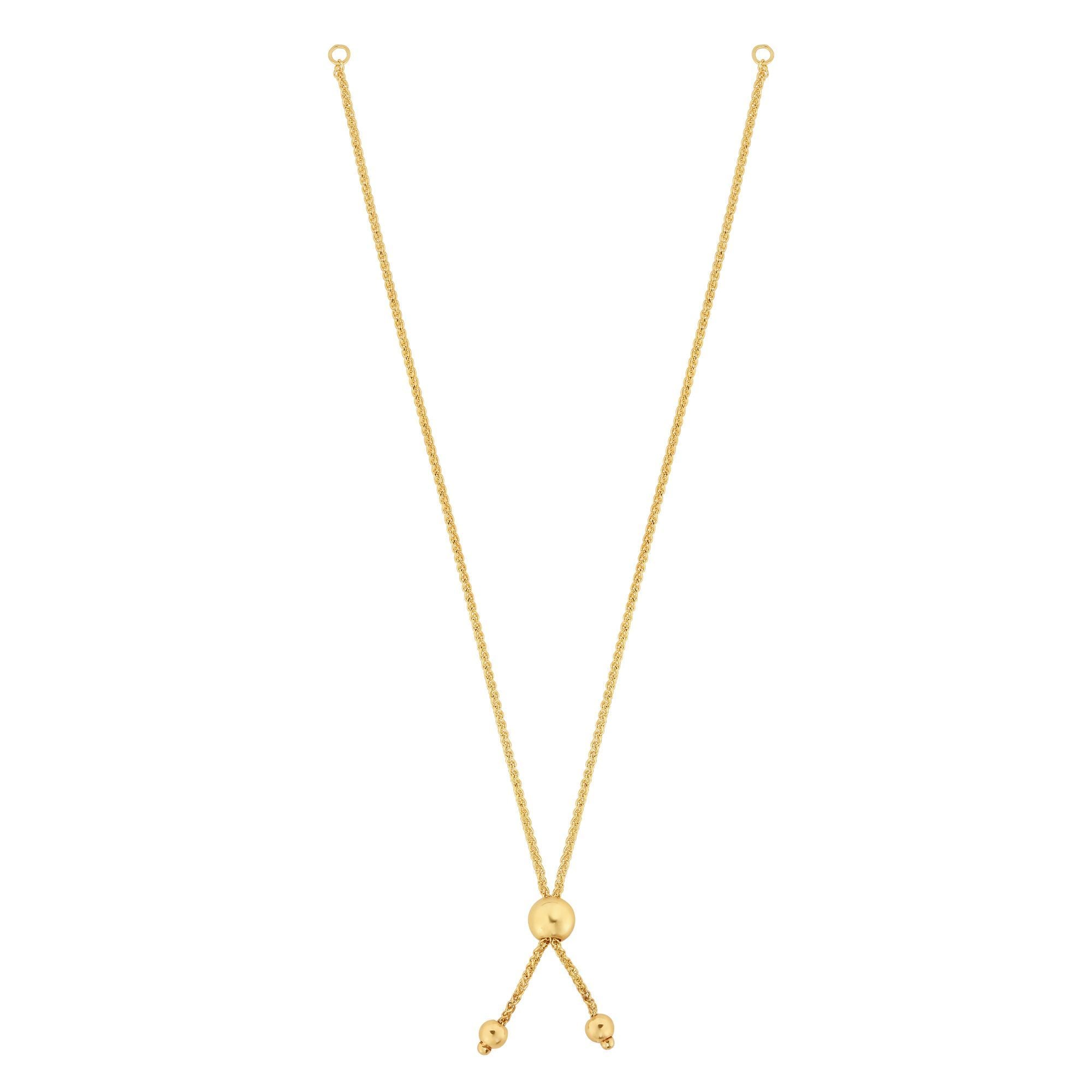 10K Gold Round Wheat Chain with Ball Slide Friendship Bracelet