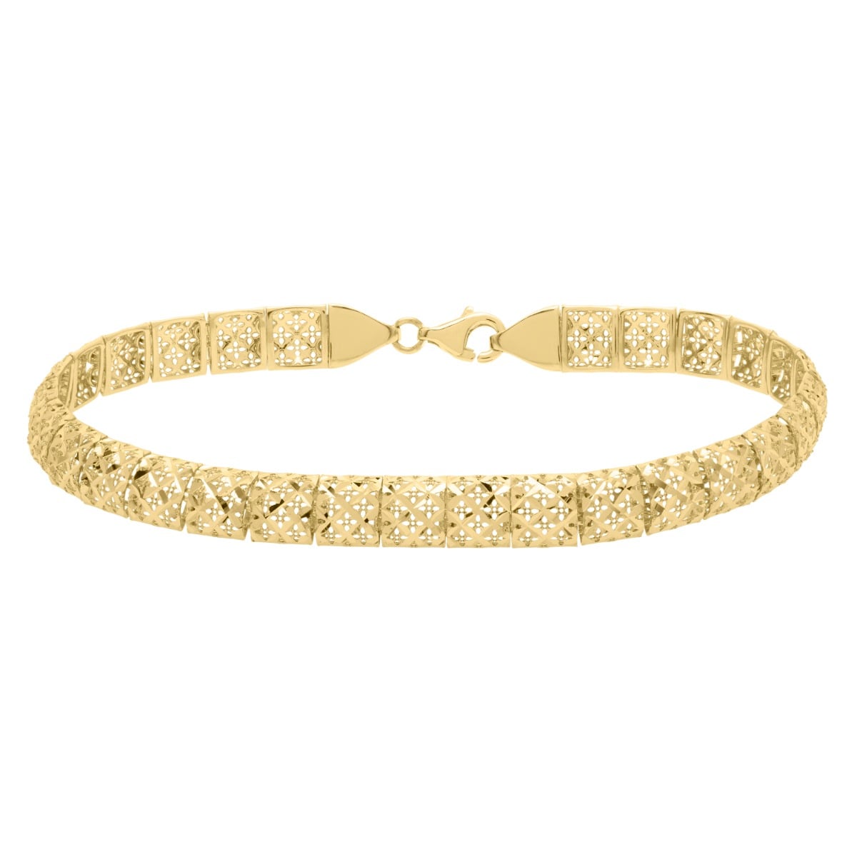 10K Fancy Textured Square Cut Link Bracelet